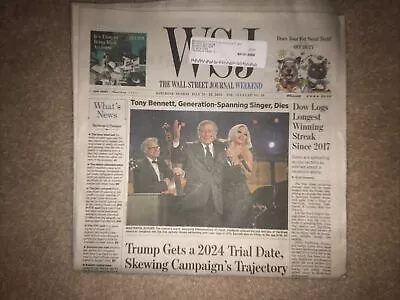 The Wall Street Journal Weekend July 22-23 2023 Tony Bennet’s Death. No Magazine • $20