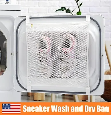 2× Sneaker Wash Dry Large Net Bag Dryer Mesh Zipper And Strap Laundry Bags USA • $8.62