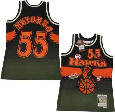 96-97 Dikembe Mutombo #55 Hawks Mens Mitchell & Ness Swingman Flight Jersey $155 • $97.89