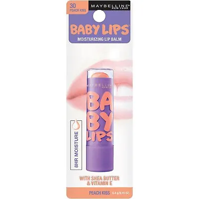 Maybelline New York Baby Lips Moisturizing Lip Balm 30 PEACH KISS • $10.49