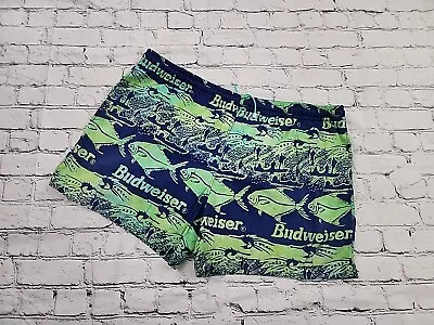 Vintage Budweiser Rum Reggae Swim Trunks Mesh Lined Shorts Bud Beer Sz Medium • $29.95