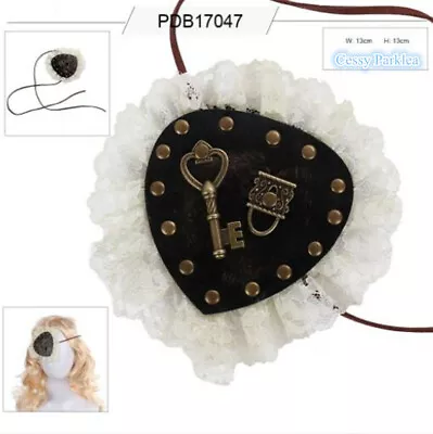 SA1-3 Deluxe Leather Lace Key & Lock Pirate Eyepatch Steampunk Costume Accessory • $8.84