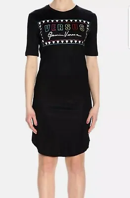 NWT Versus Versace Jersey Logo Dress Black 44 $998+AUTHENTIC/STUNNING 👗 • $236