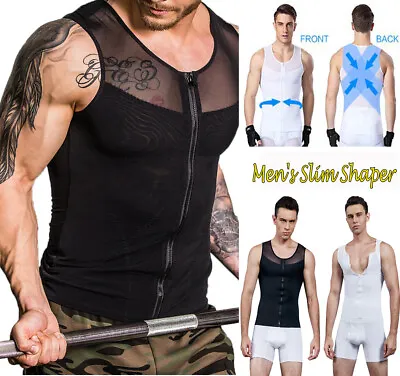 Men Slimming Vest Body Shaper Belly Chest Compression T-shirt Abdomen Tanks Tops • $18.79