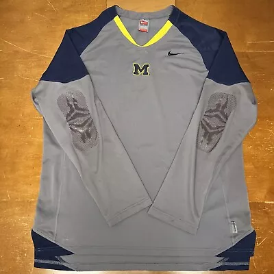 Vintage Michigan Wolverines Shirt Mens 2XL Gray Blue Long Sleeve Mamba Nike • $25.95