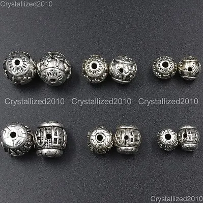 Vintage Patterned Tibetan Silver Spacer Connector Charm Beads 3 Hole Tibet Guru • $2.50