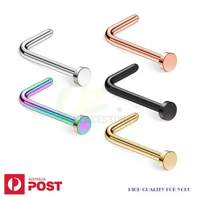 $3.99 • Buy 2-6PCS Nose Studs Piercing Rings Flat End L Shape Surgical Steel Body Jewellery