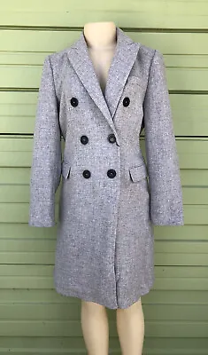 $69.99 • Buy ZARA Grey DOUBLE BREASTED COAT MONTECO 63% WOOL Blend FAST SHIPPING  XS J2