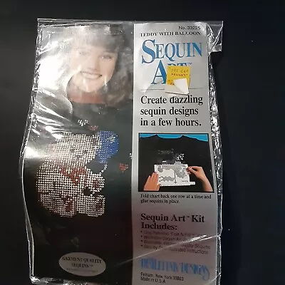 Sequin Art Shirt Kit Teddy With Balloons Distlefink  Wearable Art Vintage 1990s • $11.60