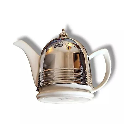 Vintage Hall China Co. Tea Pot Forman Family With Chrome Insulator Mint! • $19