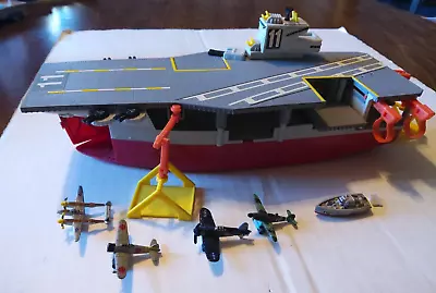 1988 Galoob Micro Machines Aircraft Carrier Playset + 4 Planes & 1 Boat • $14.95