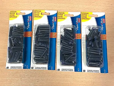 £12.50 • Buy 4 Paper Mate Reynolds Universal Short Cartridges (60 Per Pack) Blue Ink Refills