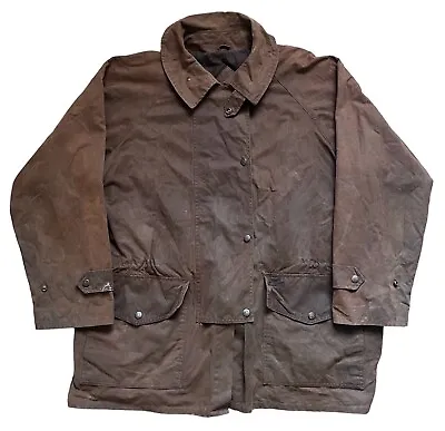 Outback Trading Co Saddle Jacket Mens XL Brown Oil Skin Duster Waterproof • £55