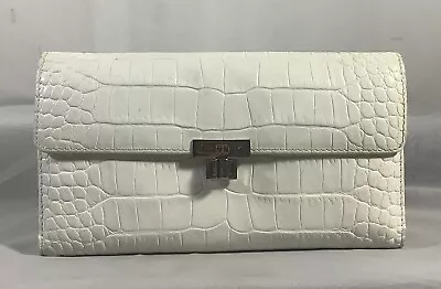 Lauren Women’s White Croc Trifold Wallet Card Holder Checkbook • $12.99