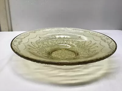 Vintage Yellow Depression Glass Madrid Pattern 11-inch Round Serving Bowl • $15