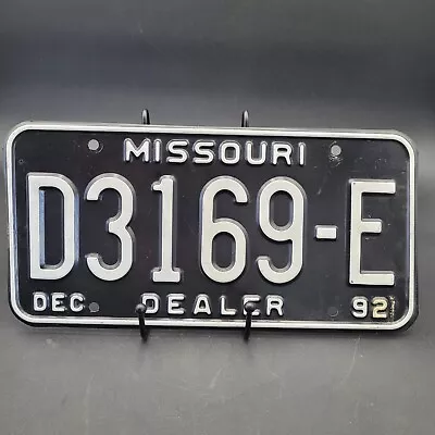 Vintage DEC 1992 Black White Missouri Dealership License Plate D3169-E Man Cave • $8.99