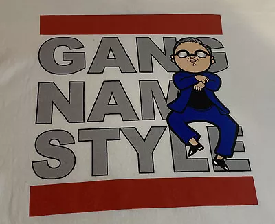 Gangnam Style Size Large White T-Shirt Men’s Graphics Front Cotton Bars Music • $39