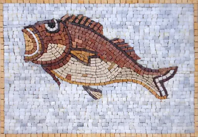 AN086 15.75 ×11.81  Fish Design Handmade Marble Mosaic Art • $269