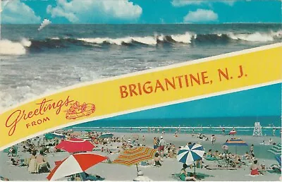 $1.99 • Buy Brigantine NJ -- Greetings From -- Ocean & Beach Scenes - 1962 Brigante Postmark