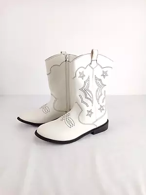 Womens M&S Cowboy Boots Size 6 White Black Star Embroidery NWOT F2 • £9.99