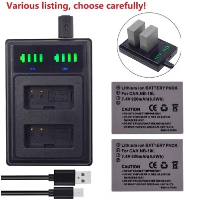 NB-10L Battery Or LED Charger For Canon PowerShot SX40 SX50 SX60 HS G1X G15 G16 • £33.11