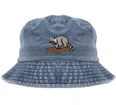 Wildlife Raccoon Embroidered Bucket Hat Pigment Dyed Camping Hat • $22.99