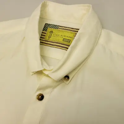 Barbour Shirt Short Sleeve SMALL Regular Fit Cream Solid Steve McQueen • $26.83