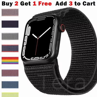 Sport Nylon Hook&Loop Strap IWatch Band For Apple Watch Series 9 8 7654 SE 41 45 • $5.99