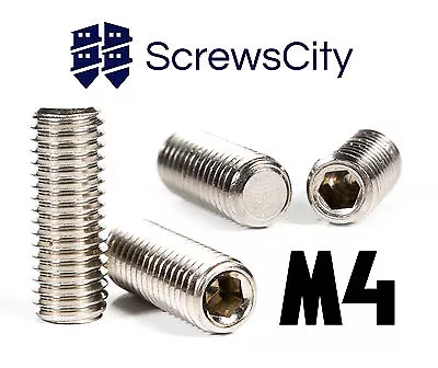 £1.80 • Buy M4 (4mm Ø) STAINLESS STEEL A2 FLAT POINT GRUB SCREWS / BOLTS