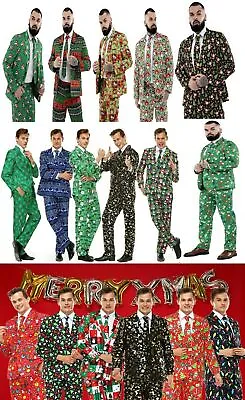 New MENS ADULTS NOVELTY CHRISTMAS SUIT Costumes Xmas Party Suit NOVELTY FESTIVE • £15.50