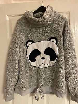 Women’s Fluffy Furry Jumper  Size 12/14 Grey Panda Print Next Day Post Look!! • £4.75