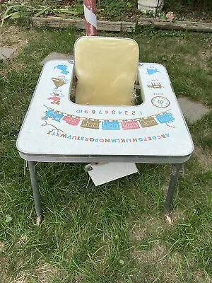 Vtg 1950-60’s Child’s Folding High Chair Play Train Boats Table Seat On Wheels • $139.49