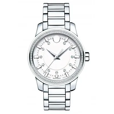 MOVADO Aria Ceramic 36mm 0606944 Diamond Bezel White Dial 2 Year Warranty • $1960.17