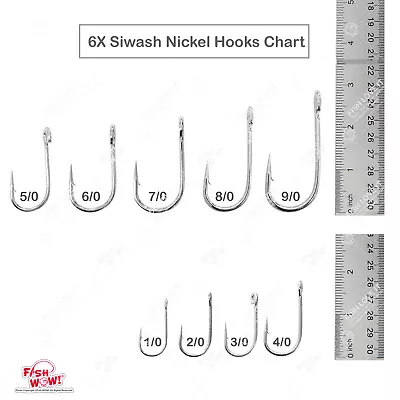 1/0 2/0 3/0 4/0 5/0 6/0 7/0 8/0 9/0 6X Siwash Nickel Hook Open Eye 20 50 100 Lot • $11.90