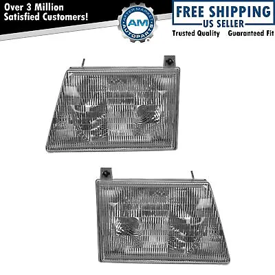 Headlights Headlamps Left LH & Right RH Pair Set For Ford Van E350 E150 E250 • $54.57