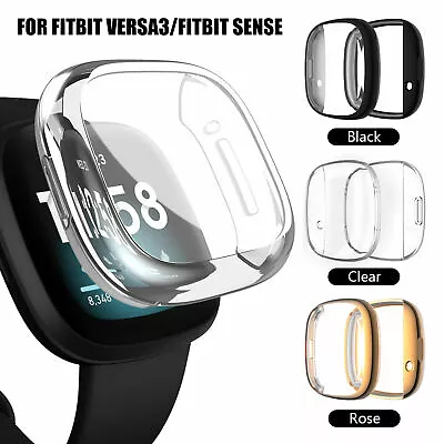 For Fitbit Versa 3 / Sense Watch Screen Protector Full Cover Case TPU Soft Frame • $8.99