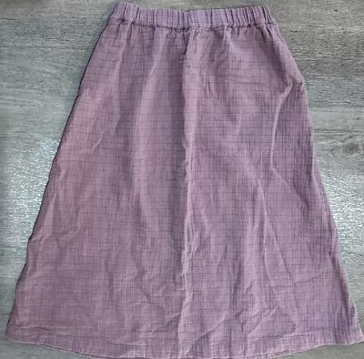 Madewell Long Pink Mauve Waffle Skirt XXS Crinckle Cotton Midi • $15.99