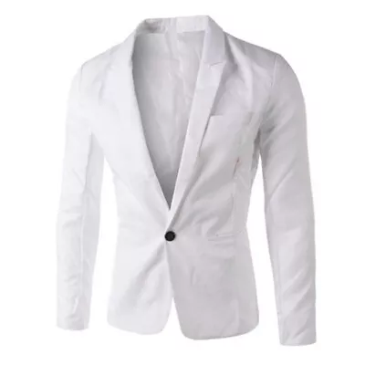 Men One Button Blazer Slim Fit Formal Business Suit Jacket Casual Tops Coat • $17.61