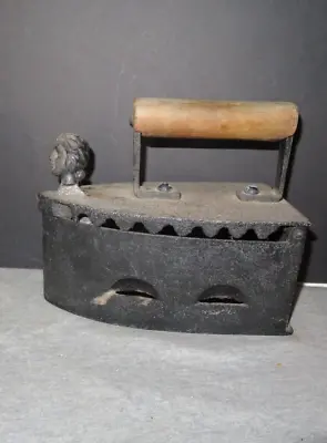 Vintage Antique Cast Iron Coal Charcoal Iron Press W/Woman Head Latch • $45