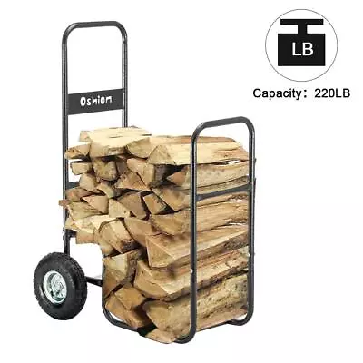 220Lbs Firewood Log Cart Carrier Dolly Trolley Wood Mover Hauler Rack In/Outdoor • $43.96