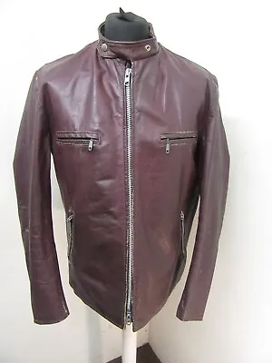 VINTAGE 70's LEATHER CAFE RACER MOTORCYCLE JACKET SIZE L BRIMACO ? • $99.80