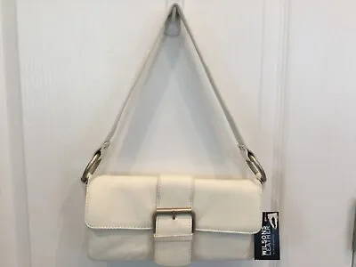 £19.41 • Buy Maxima Wilsons Leather Small Satchel Handbag White Flap Closure New H2