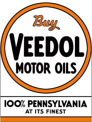 Buy Veedol Pennsylvania Motor Oil NEW Metal Sign: Lg. Size 12x16 - Free Shipping • $33.88