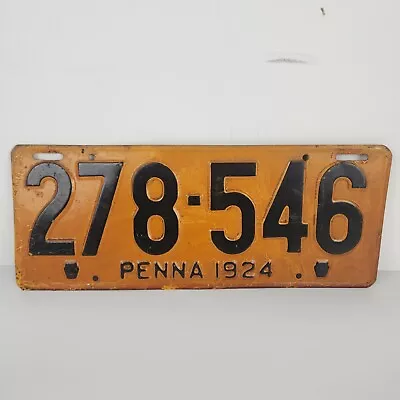 1924 Pa. Original Vintage License Plate Man Cave Wall Decor Collector Car Tag • $17.97