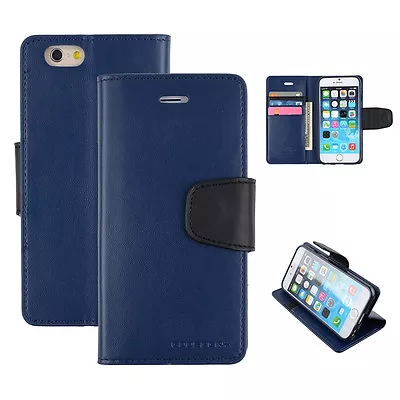 Korean Mercury Sonata Diary Wallet Case Cover For IPhone 6 Plus - Navy Blue • $12.95