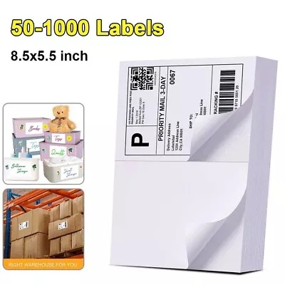 50-1000 Shipping Labels 8.5x5.5 Half Self Self Adhesive Sticker 2 Per Sheet • $11.90