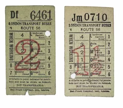 London Transport Used Tickets Ticket Buses Bus Trolleybus ROUTE 56 X2 A54 • £0.99