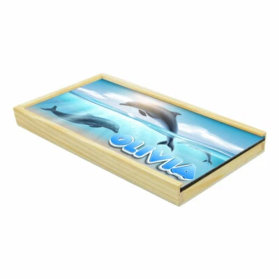 £12.99 • Buy Personalised Any Name Dolphin Wooden Pencil Box Stationary Box Gift 162