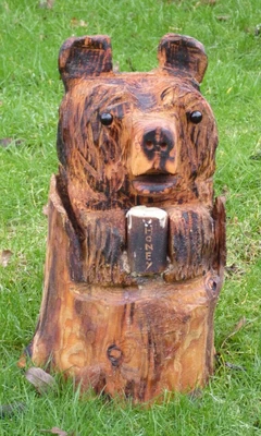 £45 • Buy Chainsaw Carved  Bear In A Tree Stump With Honey Pot