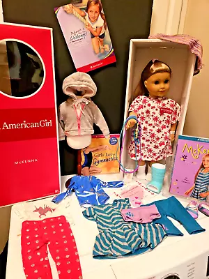 American Girl McKenna Doll New Head Hospital Gown Meet Outfit & Book In Box Lot • $249.95